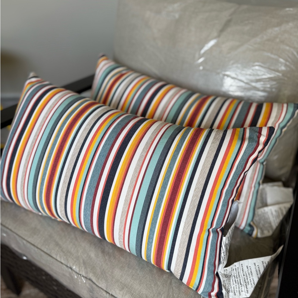 Set of 2 World Market Colorful Striped Throw Pillows